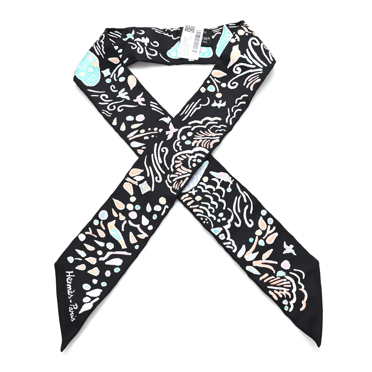 Hermes Silk Isola Di Primavera Doll Twilly Black Vert Rose 1 of 3