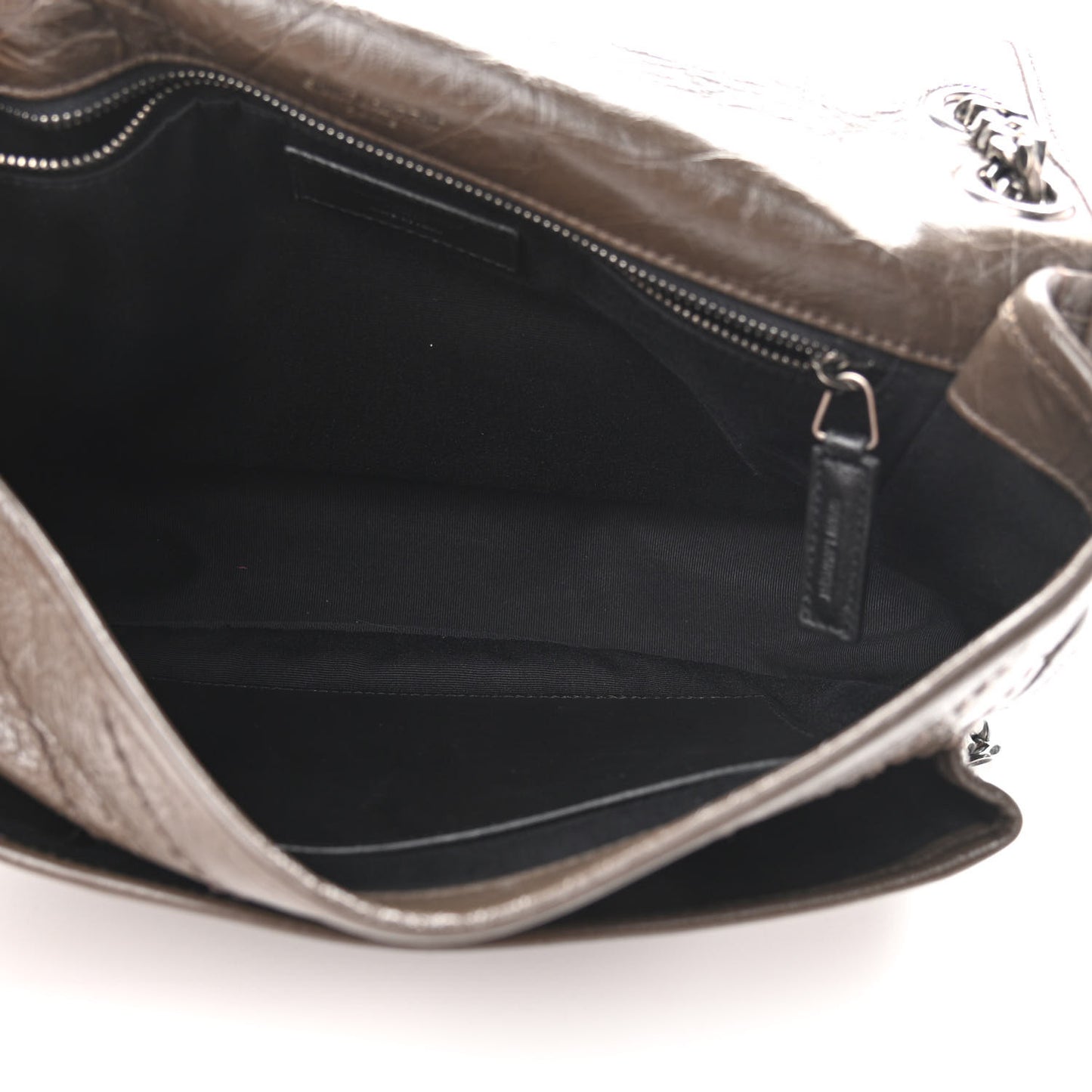 Crinkled Calfskin Matelasse Monogram Medium Niki Chain Satchel Faggio
