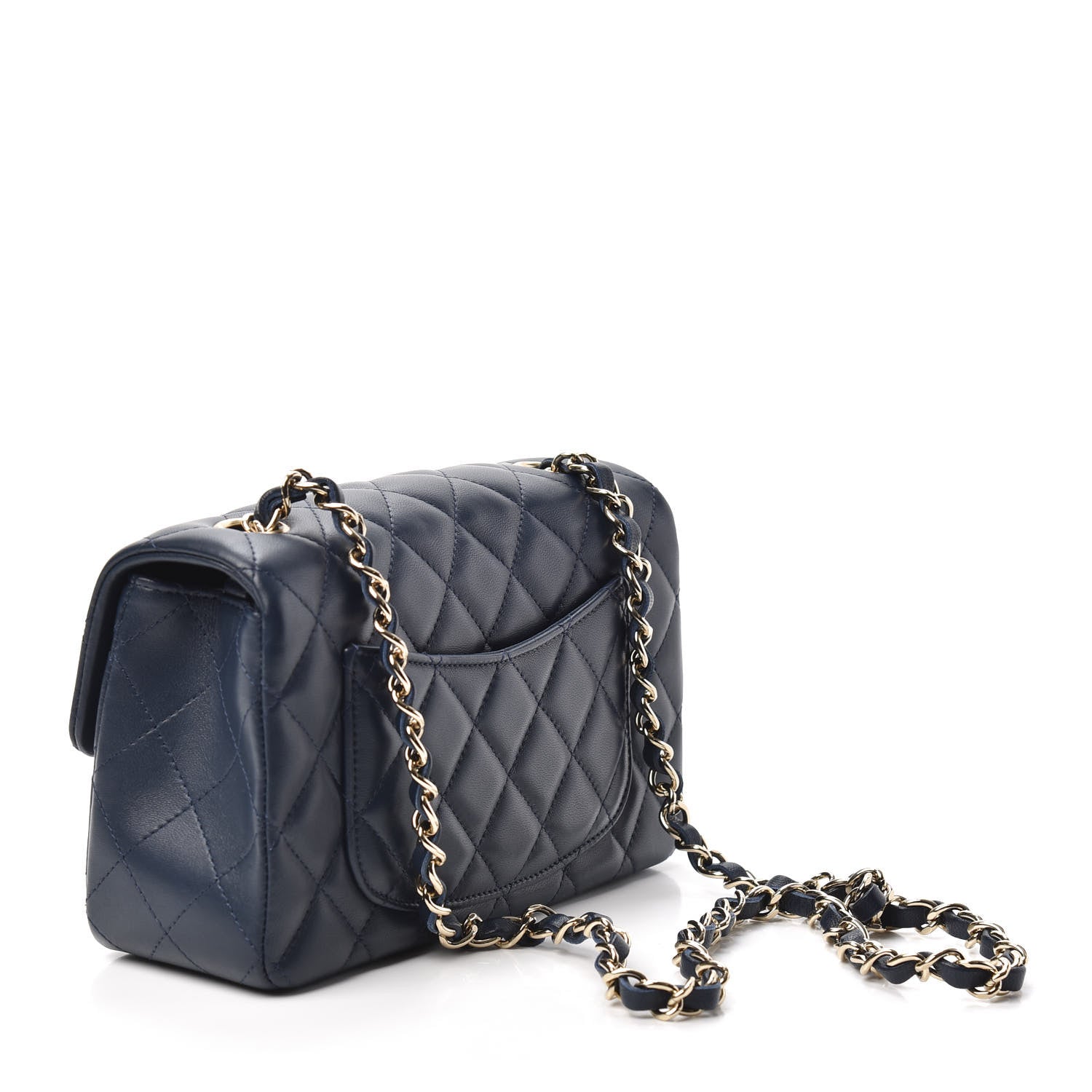 Chanel Lambskin Quilted Mini Rectangular Flap Dark Blue 3 of 10