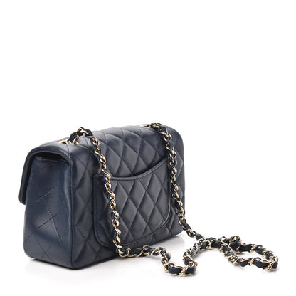 Chanel Lambskin Quilted Mini Rectangular Flap Dark Blue 3 of 10