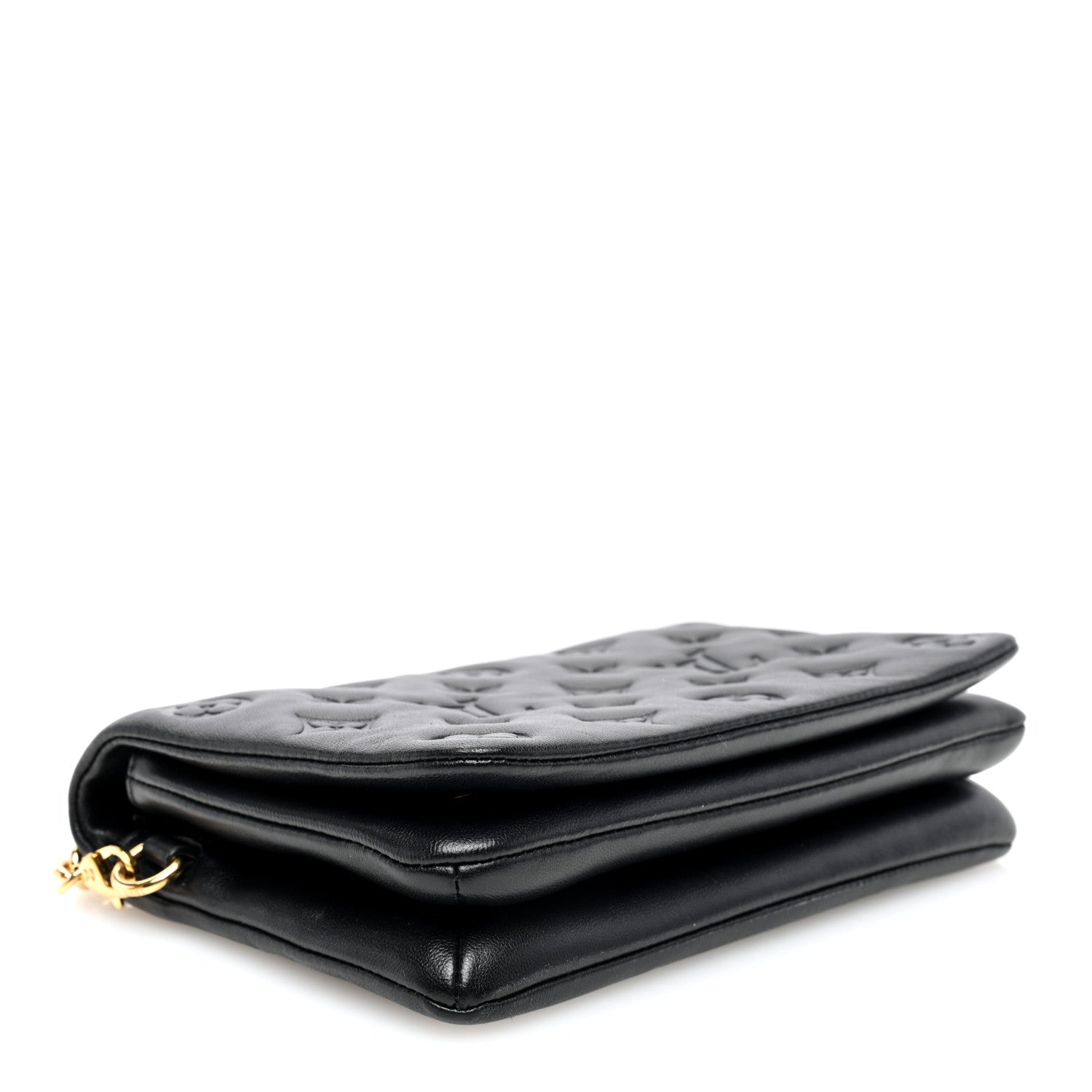 Louis Vuitton Lambskin Embossed Monogram Pochette Coussin Black 4 of 10