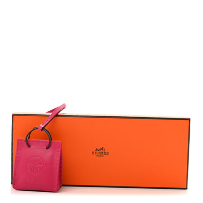 Hermes Milo Lambskin Swift Shopping Bag Charm Rose Mexico 6 of 6