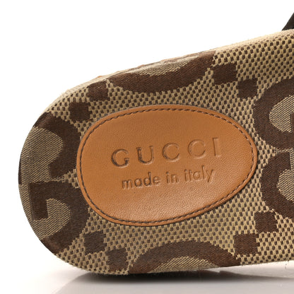 Gucci Monogram Jumbo GG Mens Slide Sandals 6 Camel Ebony 7 of 8