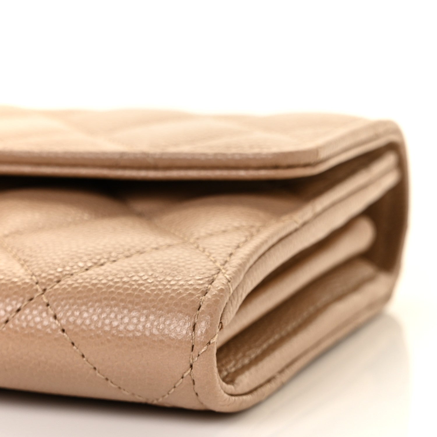 Chanel Caviar Quilted Crystal CC Large Gusset Flap Wallet Beige 9 of 10