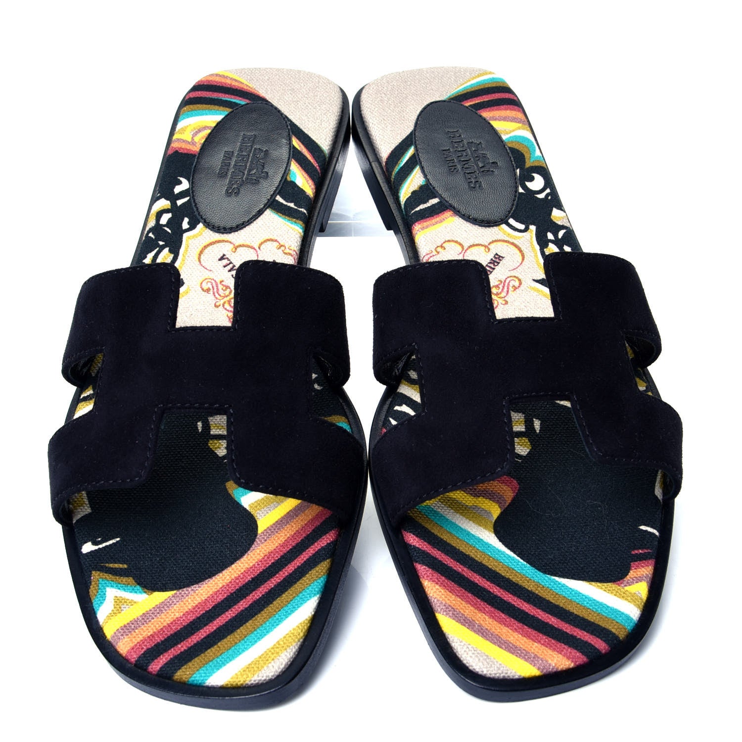 Hermes Suede Goatskin Oran Sandals 38 Black 5 of 10