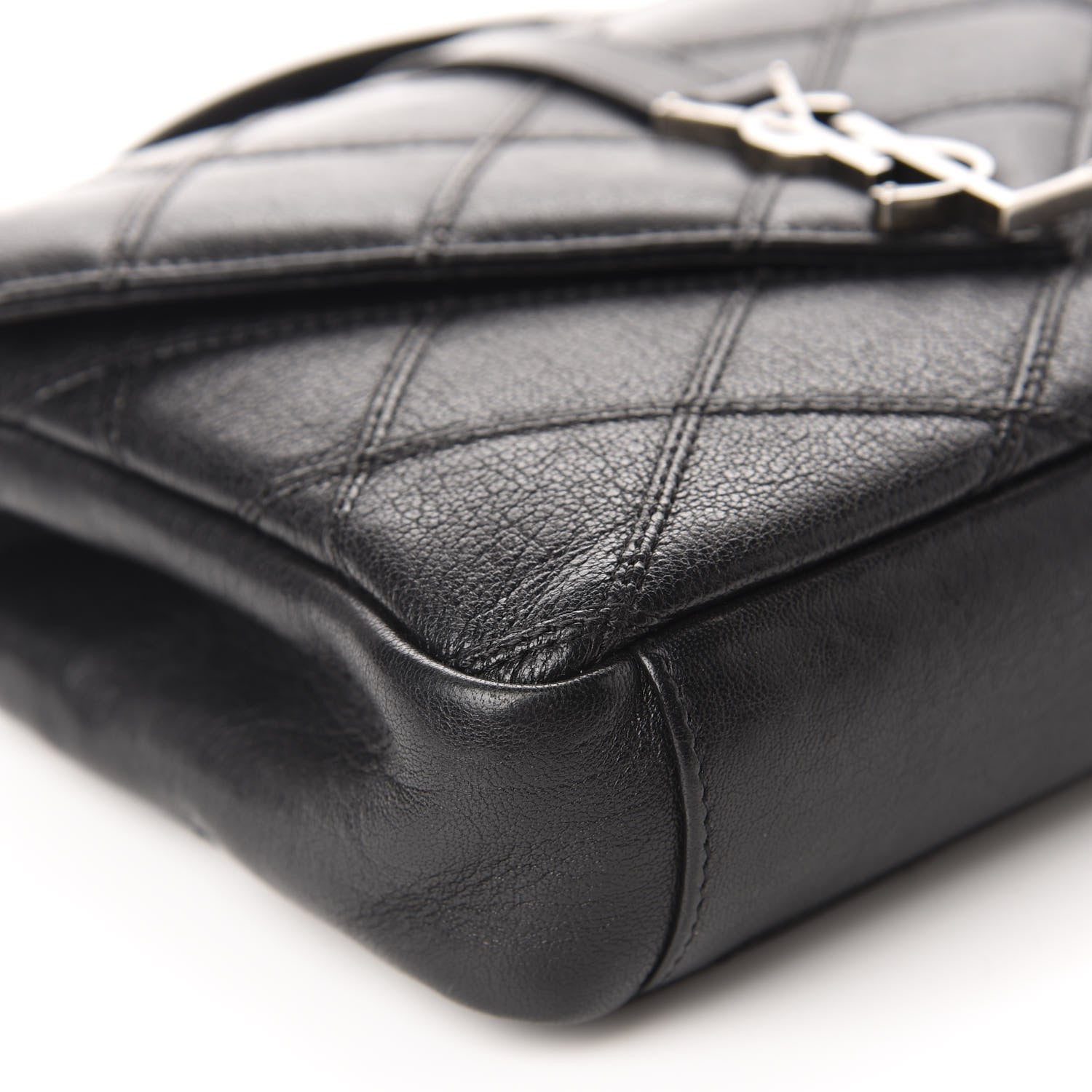 Saint Laurent Calfskin Matelasse Diamond Quilted Monogram Medium College Bag Black 8 of 16