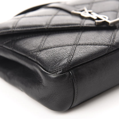 Saint Laurent Calfskin Matelasse Diamond Quilted Monogram Medium College Bag Black 8 of 16