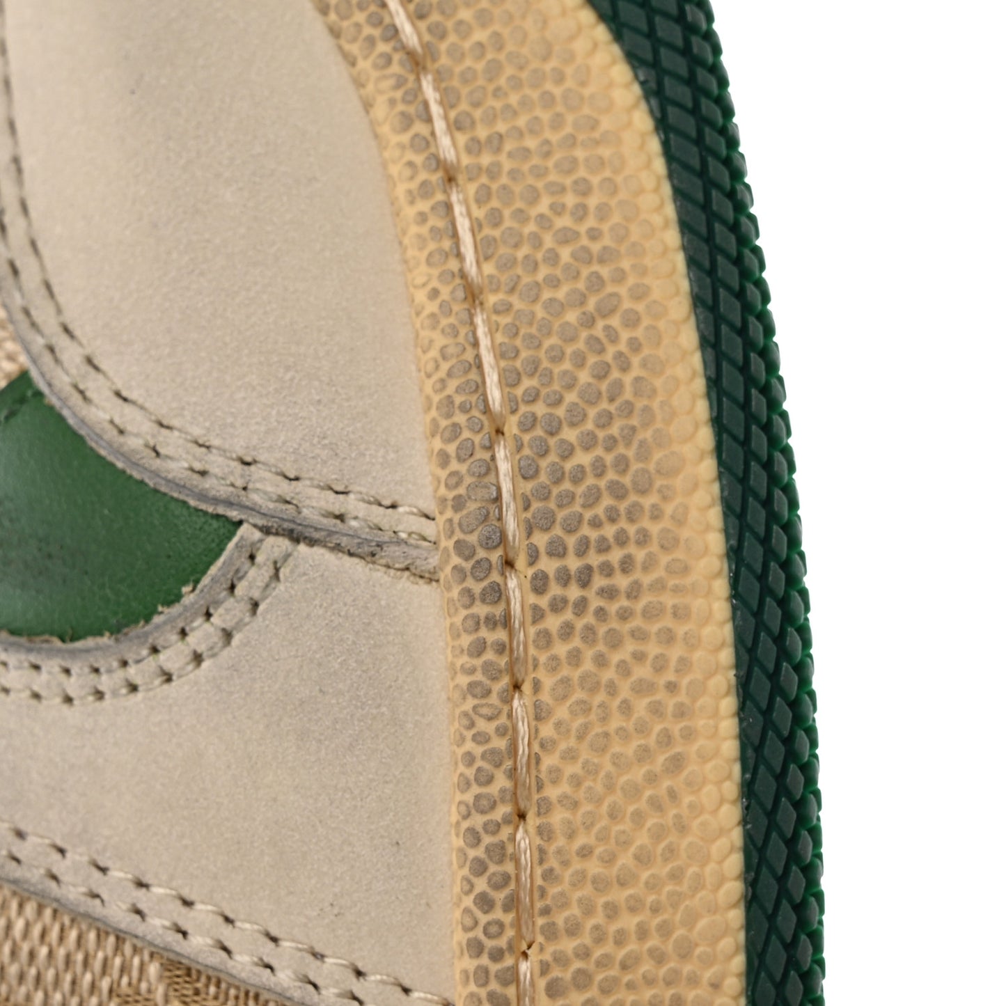 GG Monogram Nubuck Web Womens Screener Sneakers 37 New Sand Milk Vintage Green