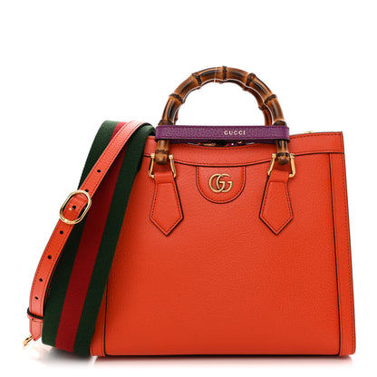 Gucci Textured Dollar Calfskin Web Small Diana Tote Bag Deep Orange Spicy Cyclamin 1 of 10