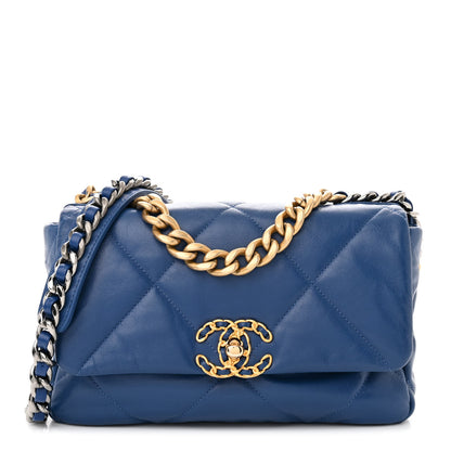 Chanel Goatskin Quilted Medium Chanel 19 Flap Dark Blue 1 of 14