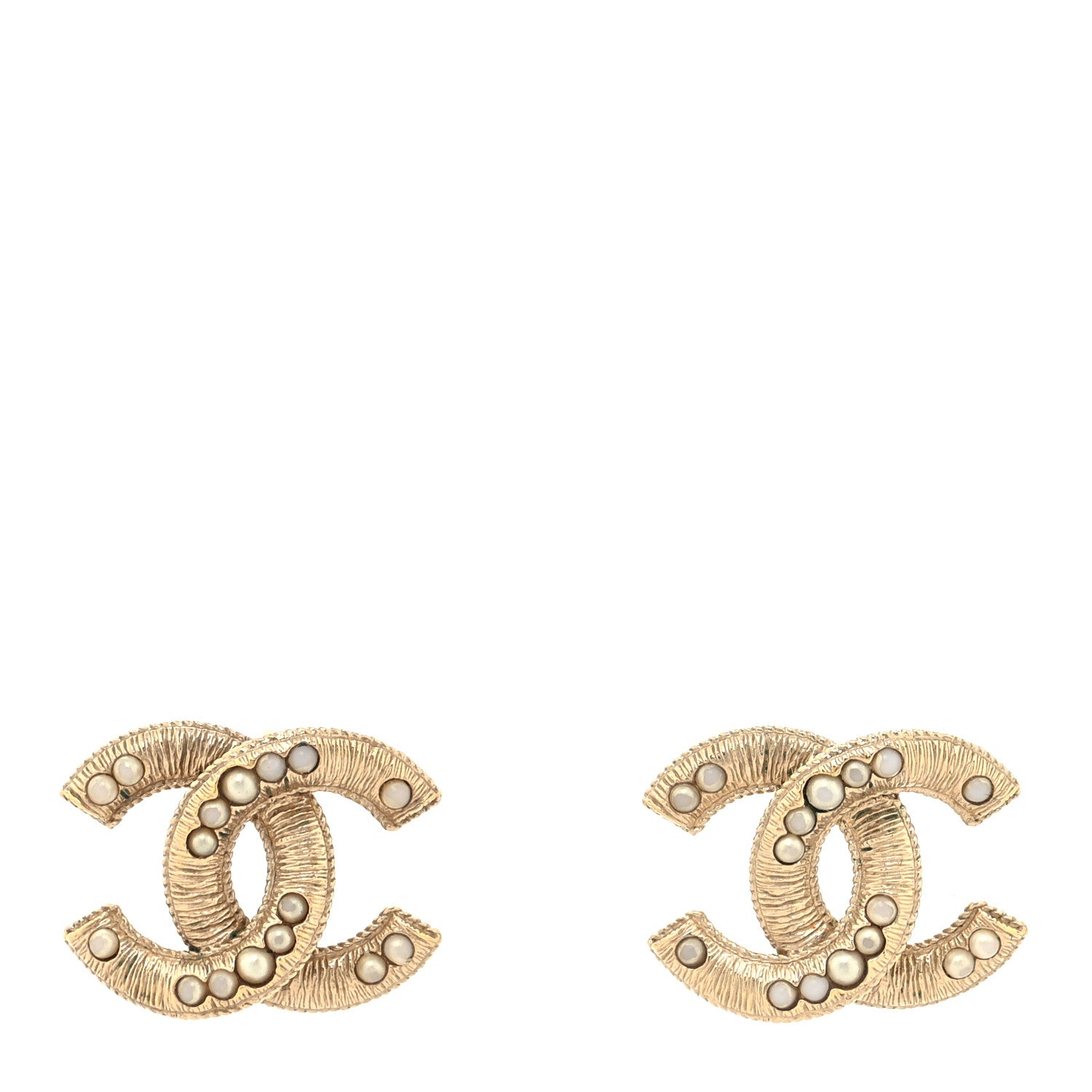 Chanel Pearl CC Earrings Light Gold 1 of 4