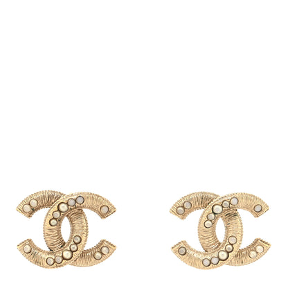 Chanel Pearl CC Earrings Light Gold 1 of 4