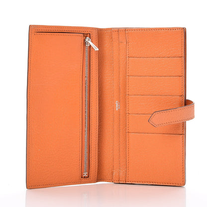 Hermes Chevre Mysore Bearn Gusset Wallet Orange 5 of 7