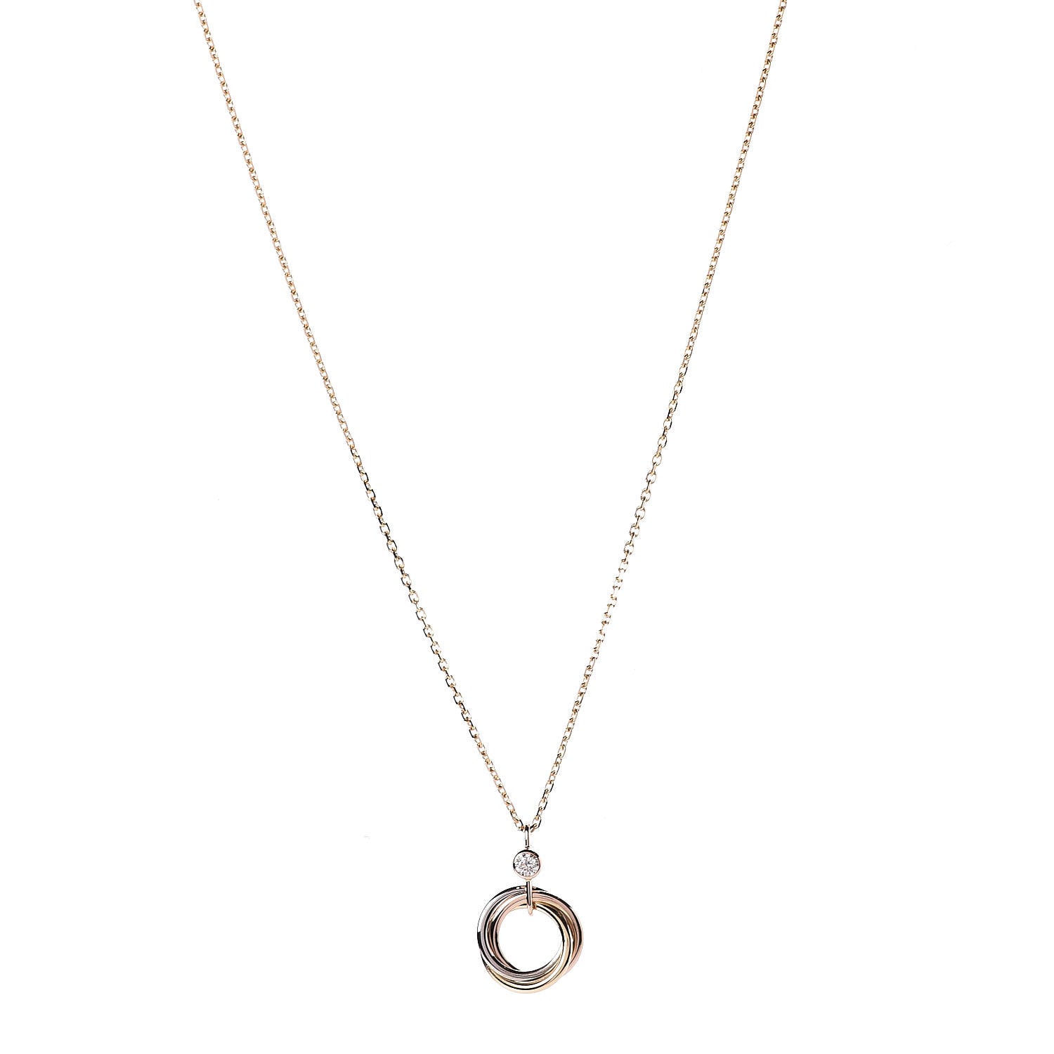 Cartier 18K Pink Yellow White Gold Diamond Trinity Pendant Necklace 1 of 5
