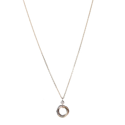 Cartier 18K Pink Yellow White Gold Diamond Trinity Pendant Necklace 1 of 5