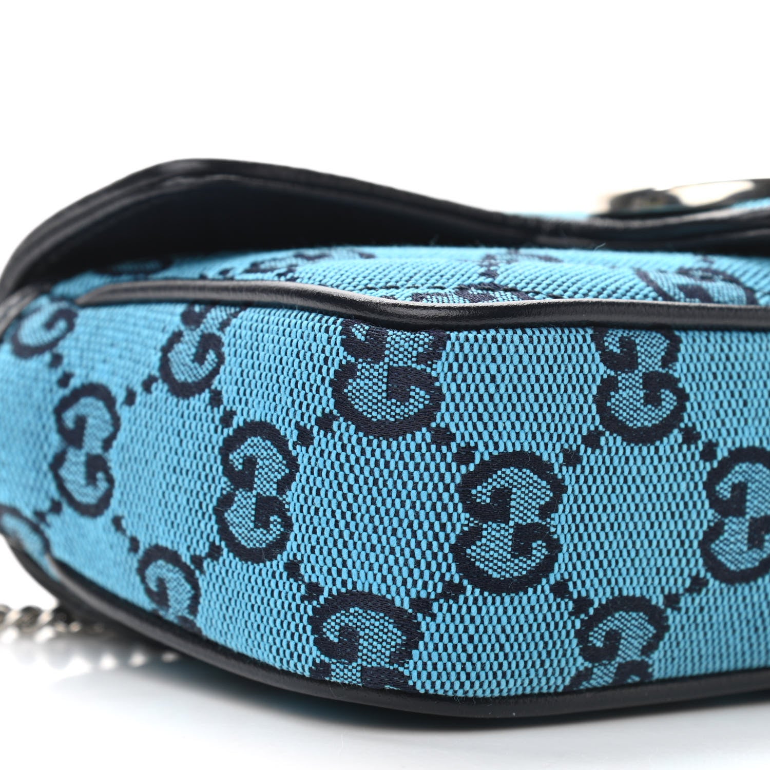 Gucci Monogram Multicolor Matelasse Diagonal Super Mini GG Marmont Shoulder Bag Light Blue 9 of 11