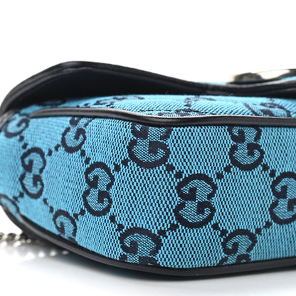 Gucci Monogram Multicolor Matelasse Diagonal Super Mini GG Marmont Shoulder Bag Light Blue 9 of 11