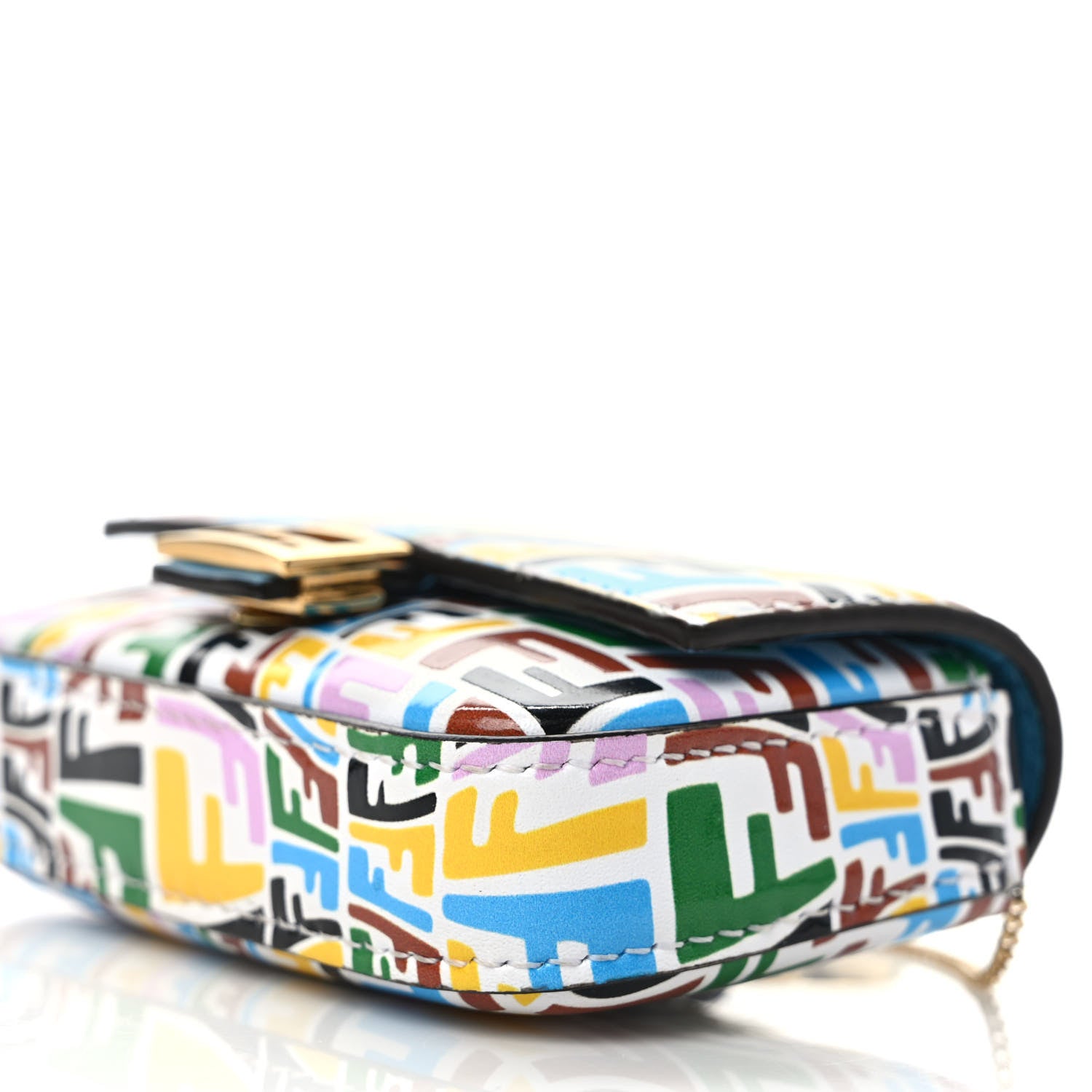 Fendi X SARAH COLEMAN Vitello Liberty Ceylon Micro FF Fish Eye Embossed Nano Baguette Charm Multicolor Cyber Blue 8 of 8