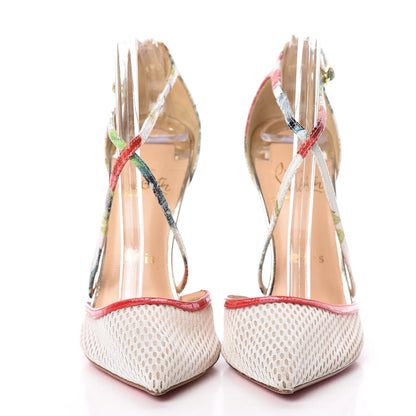 Christian Louboutin Resille Racket Patent Hawaii Print Cross Blake 120 Pumps 37.5 Version White 2 of 16