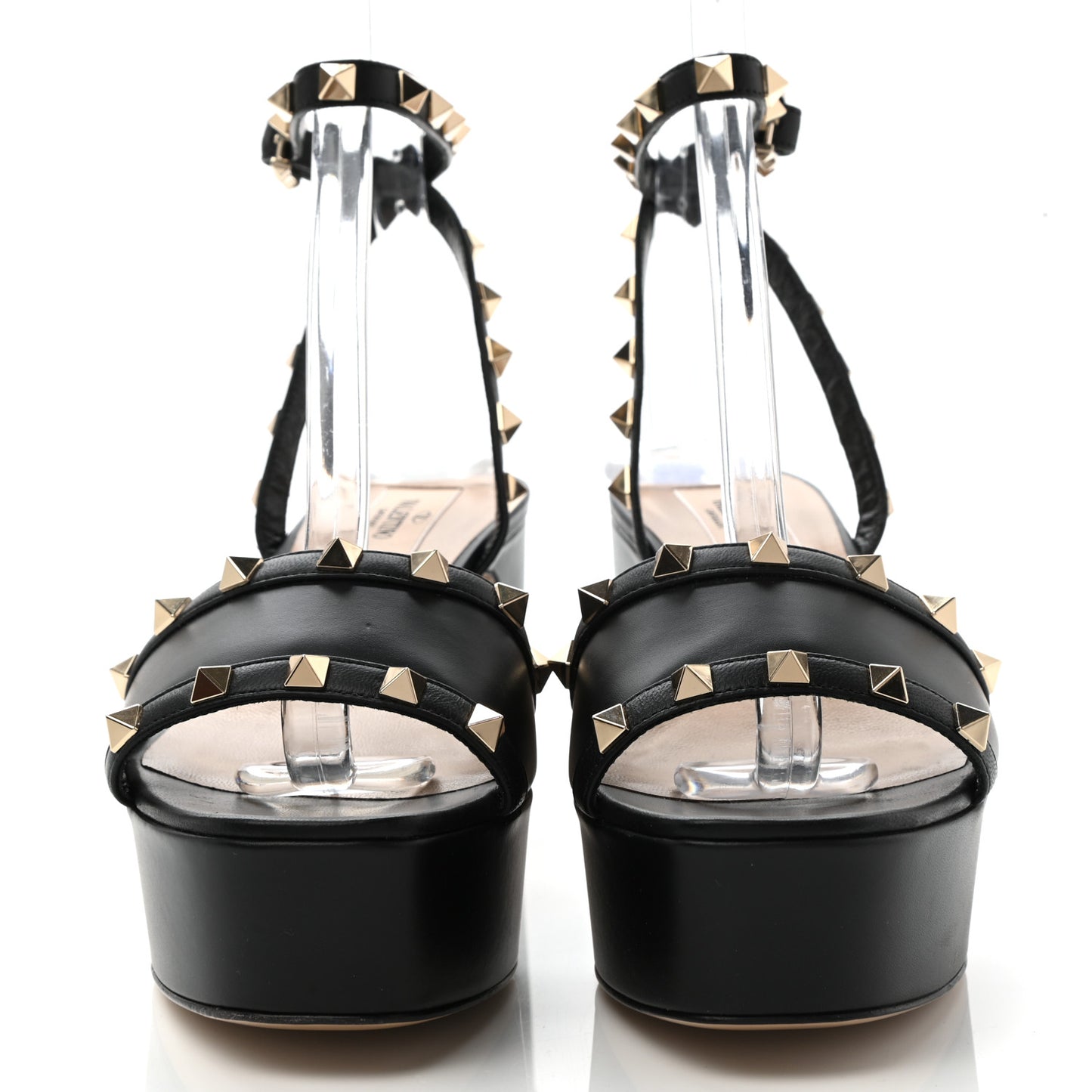 Calfskin Rockstud 35/75mm Platform Sandals 37.5 Black