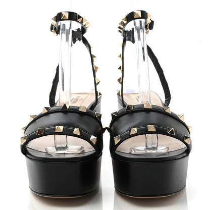 Valentino Garavani Calfskin Rockstud 35/75mm Platform Sandals 37.5 Black 2 of 8