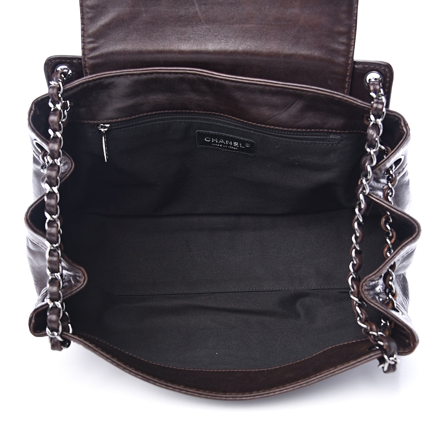 Chanel Lambskin Lax Accordion Flap Marron Fonce 4 of 14