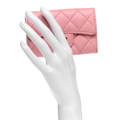 Chanel Caviar Quilted Flap Card Holder Wallet Light Pink 2 of 9