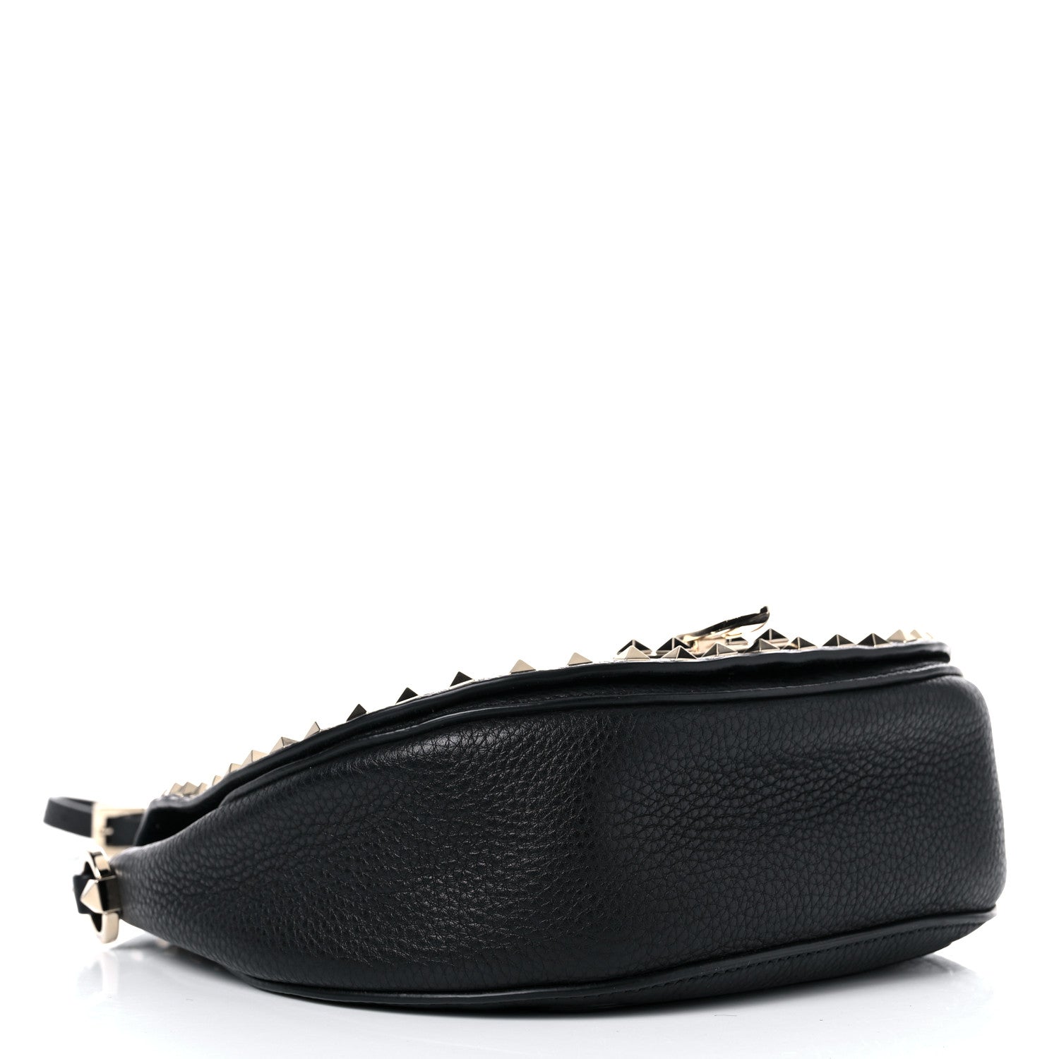 Valentino Garavani Grained Calfskin Rockstud Saddle Bag Black 4 of 15