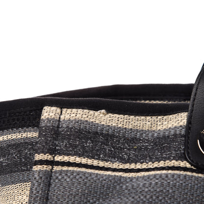 Chanel Striped Canvas Medium Deauville Tote Black 11 of 12