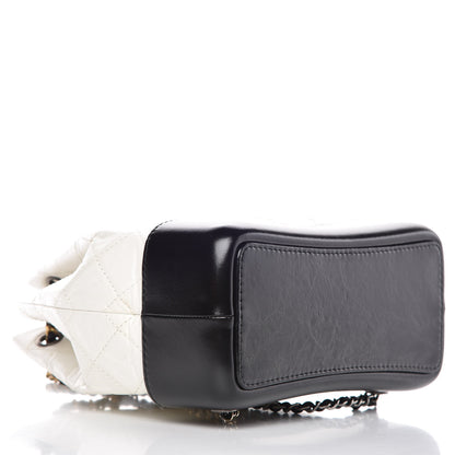 Chanel Aged Calfskin Quilted Small Gabrielle Backpack Black White 4 of 9