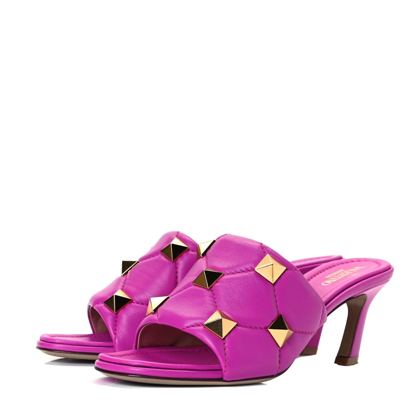 Nappa Quilted Roman Stud 65mm Slide Sandals 37.5 Radiant Orchid
