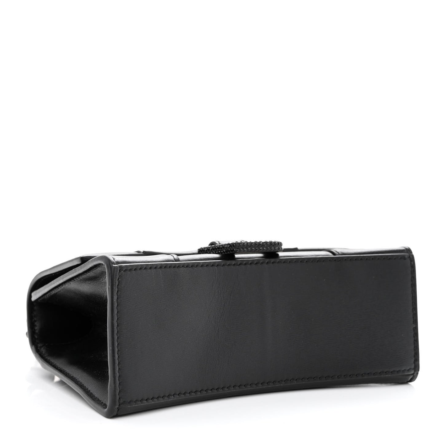 Shiny Box Calfskin Strass Hourglass Top Handle Bag XS Black