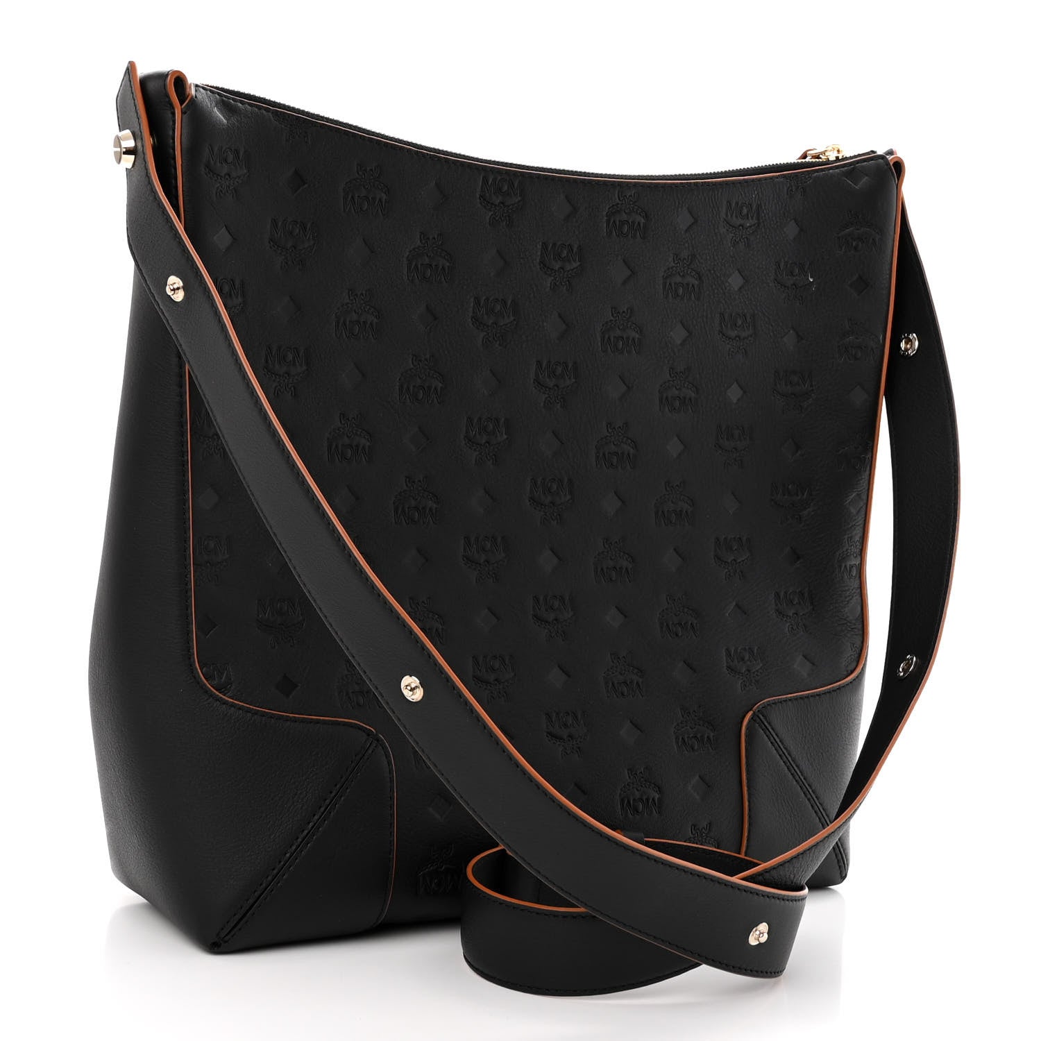 MCM Calfskin Ottomar Monogram Large Klara Hobo Black 3 of 10