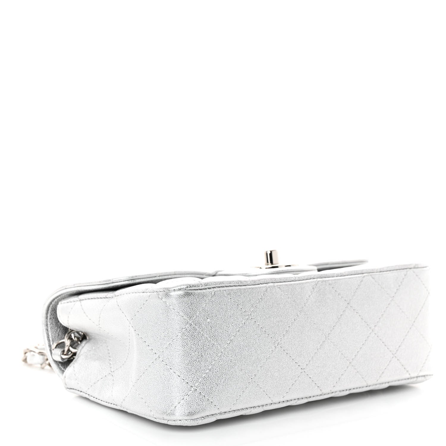 Chanel Metallic Lambskin Quilted Mini Rectangular Flap Silver 4 of 11
