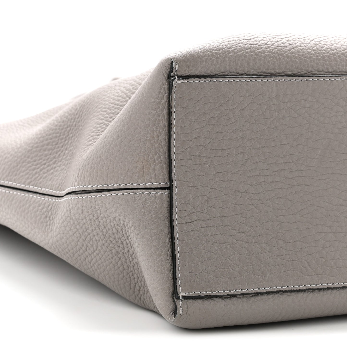 Grained Calfskin Rockstud Shoulder Tote Dove Grey