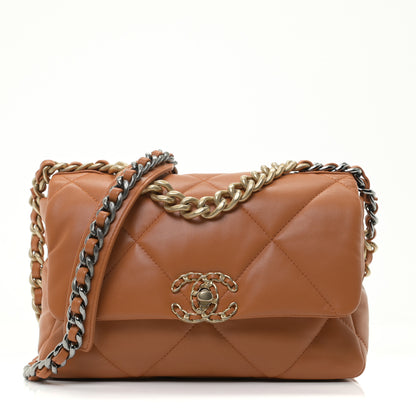 Chanel Lambskin Quilted Medium Chanel 19 Flap Brown 1 of 8