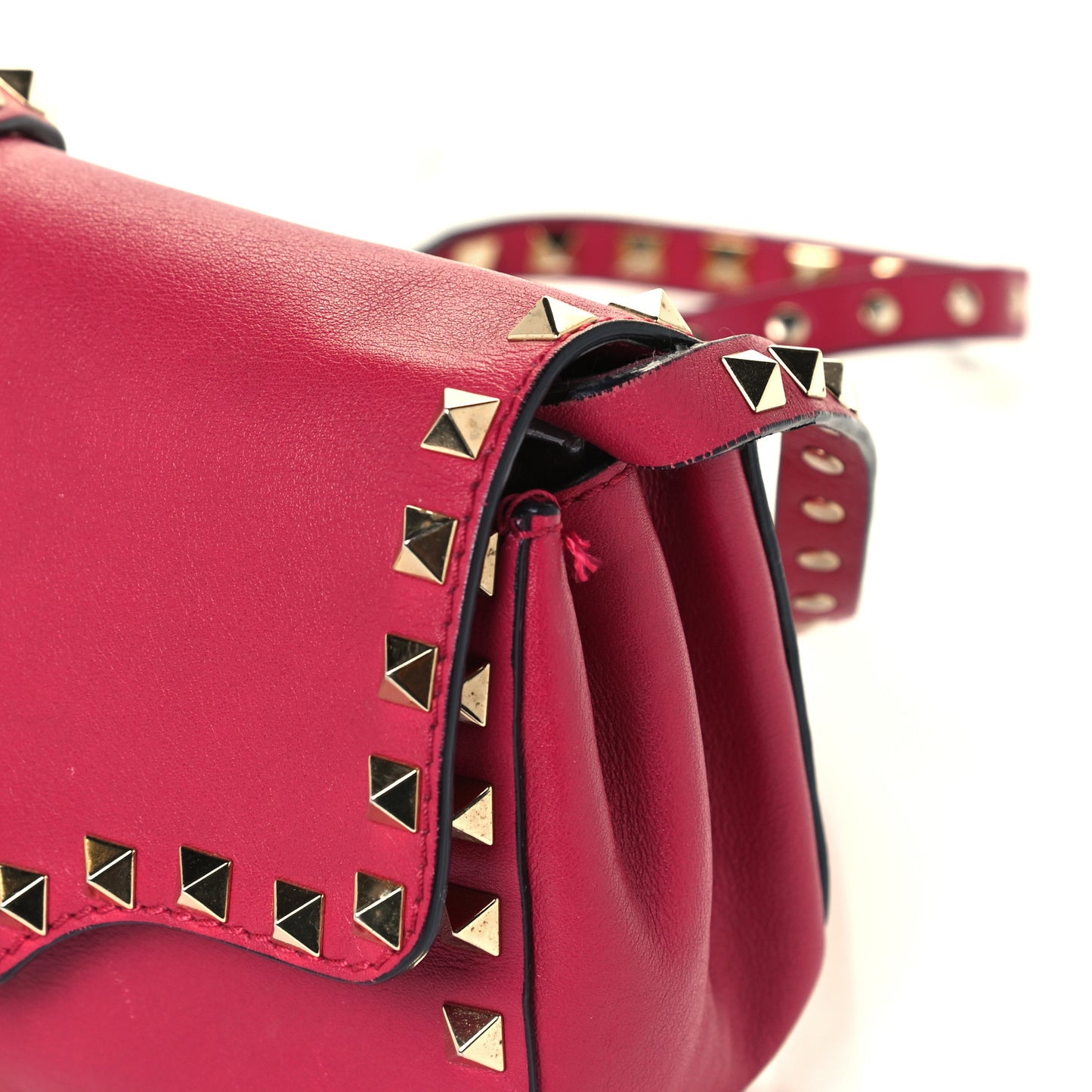 Vitello Mini Rockstud Flap Saddle Crossbody Bag Cyclamin
