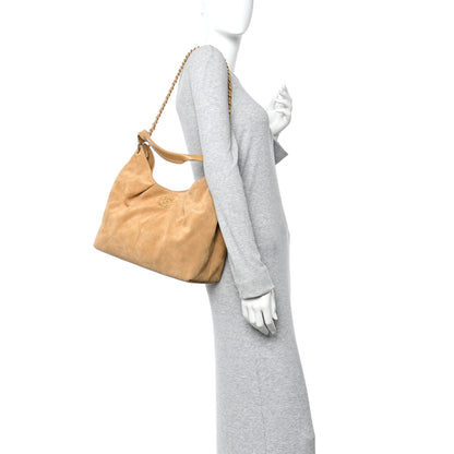 Chanel Suede Calfskin Lambskin Quilted Maxi Hobo Light Brown 2 of 10