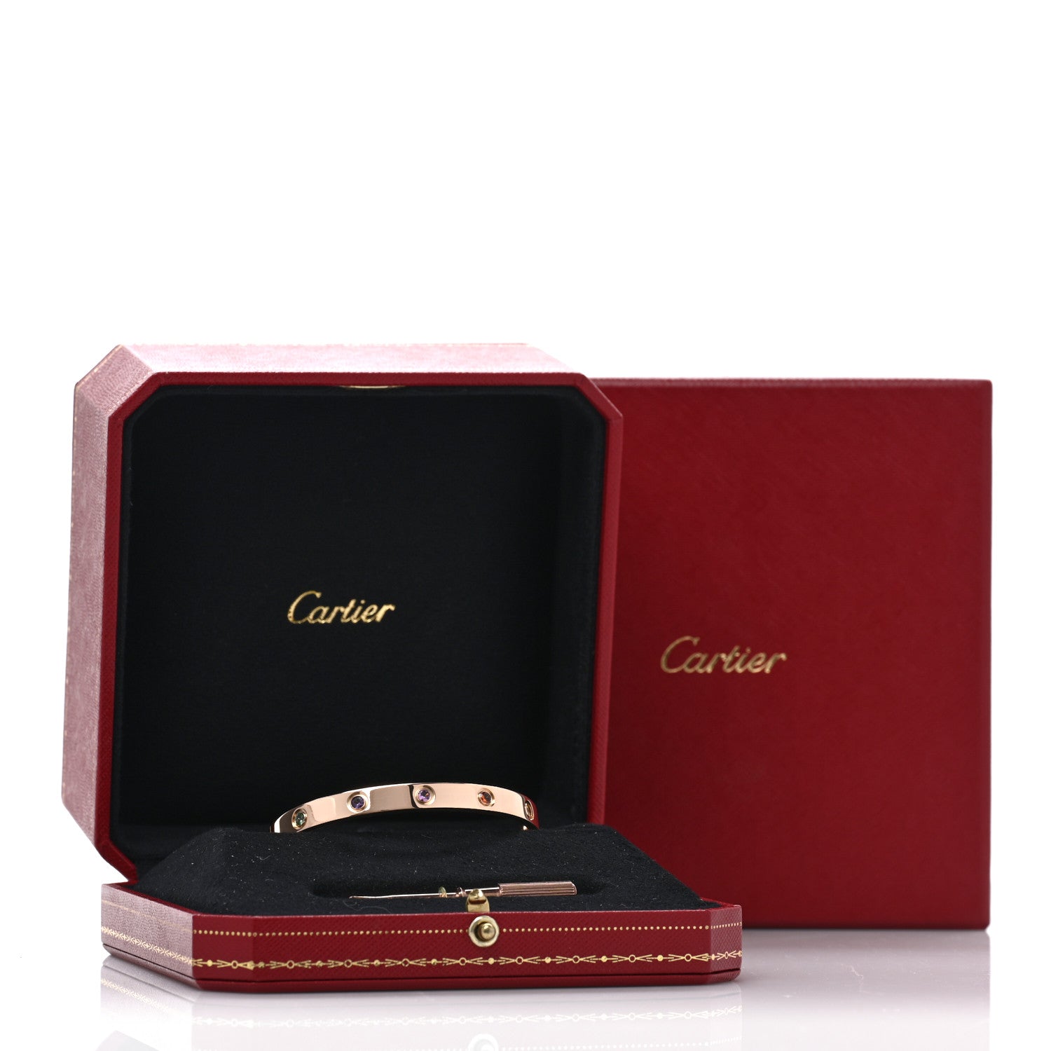 Cartier 18K Pink Gold Sapphire Garnet Amethyst LOVE Bracelet 17 7 of 7
