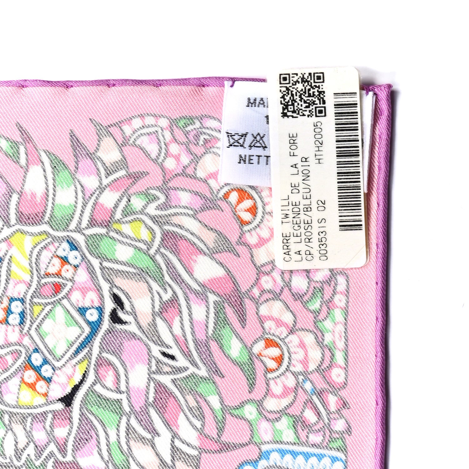 Hermes Silk La Legende de La Foret Scarf 90 Rose Bleu Black 2 of 6