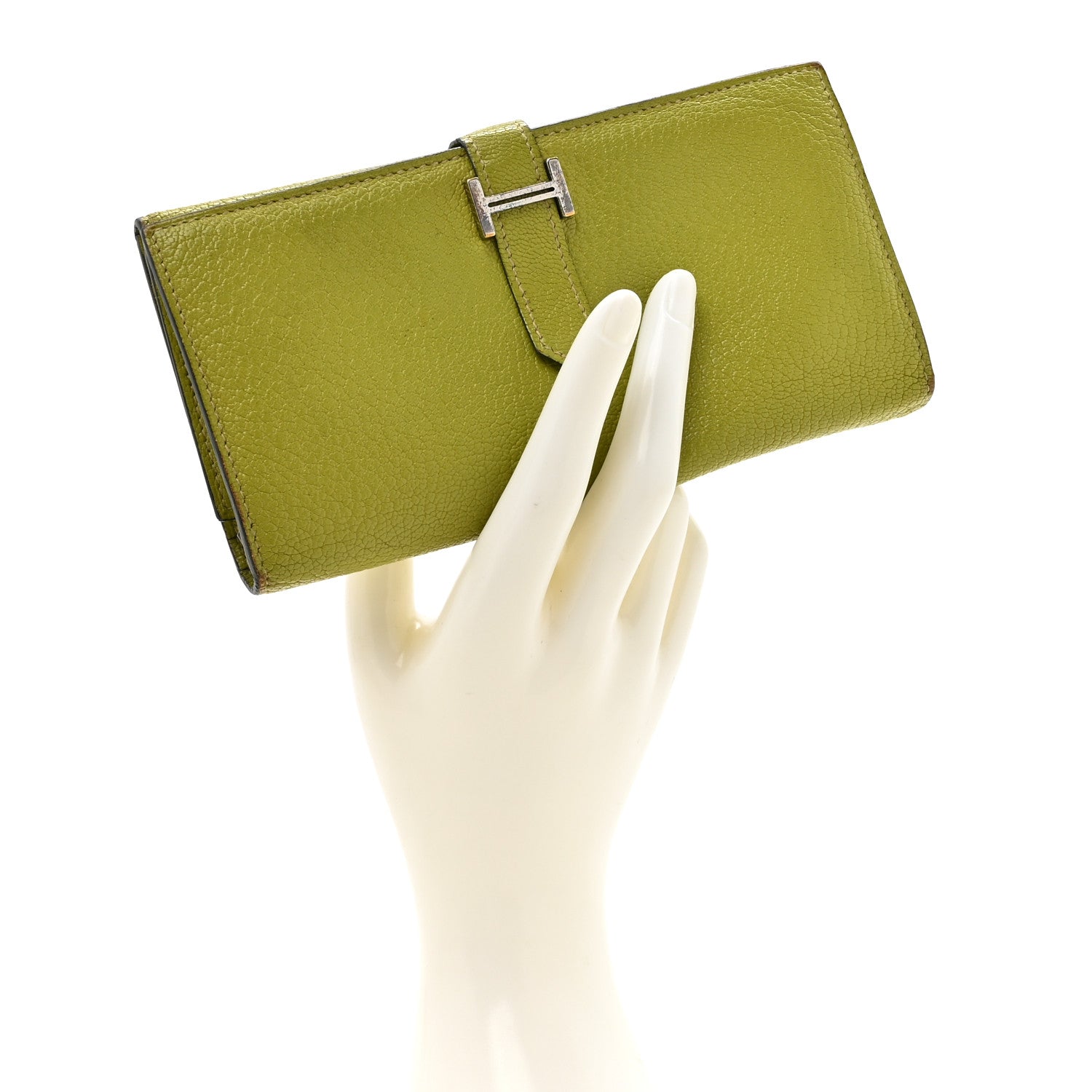 Hermes Chevre Mysore Tri-Fold Bearn Wallet Vert Anis 2 of 13