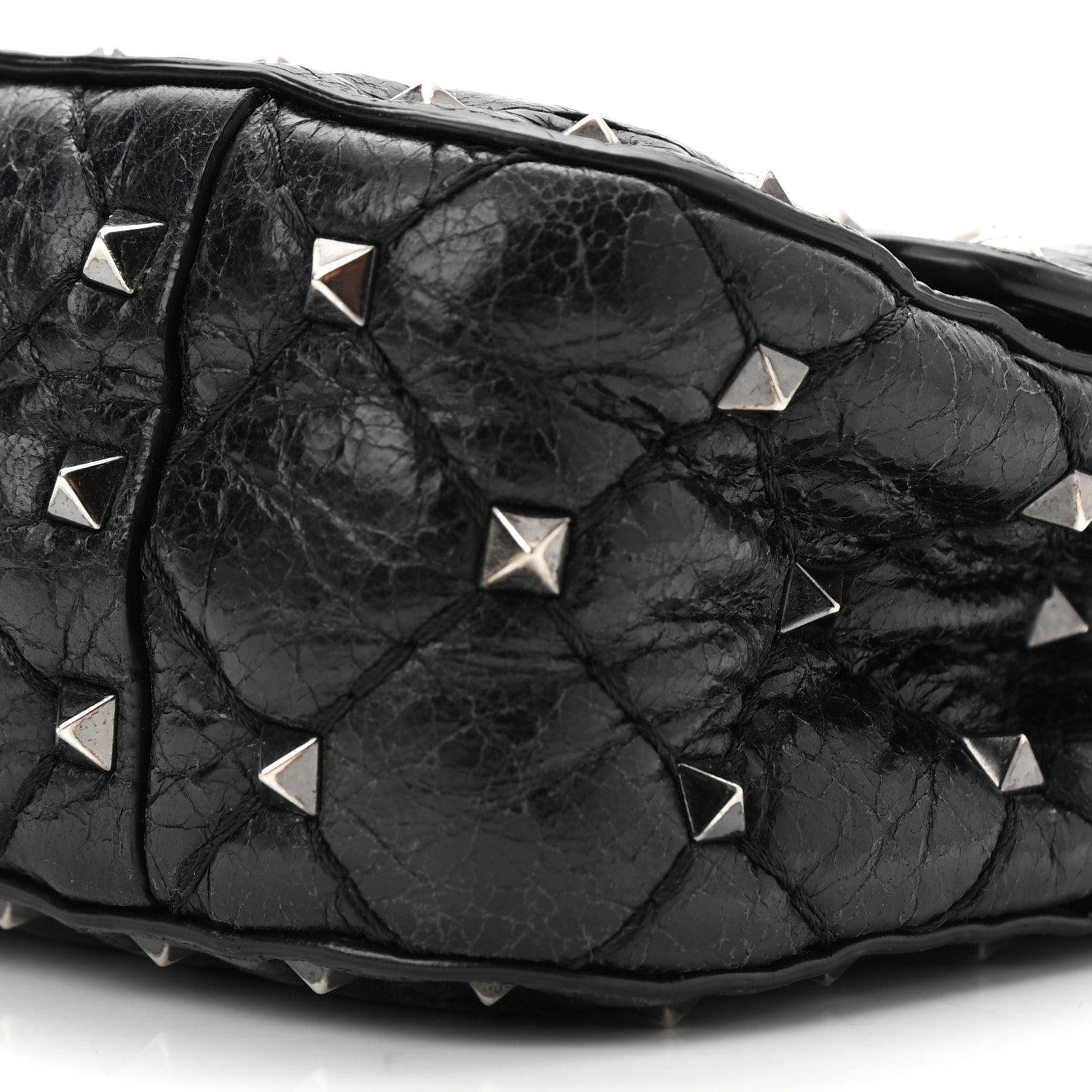 Valentino Garavani Craquele Nappa Small Rockstud Spike Shoulder Bag Black 8 of 10