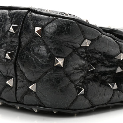 Valentino Garavani Craquele Nappa Small Rockstud Spike Shoulder Bag Black 8 of 10