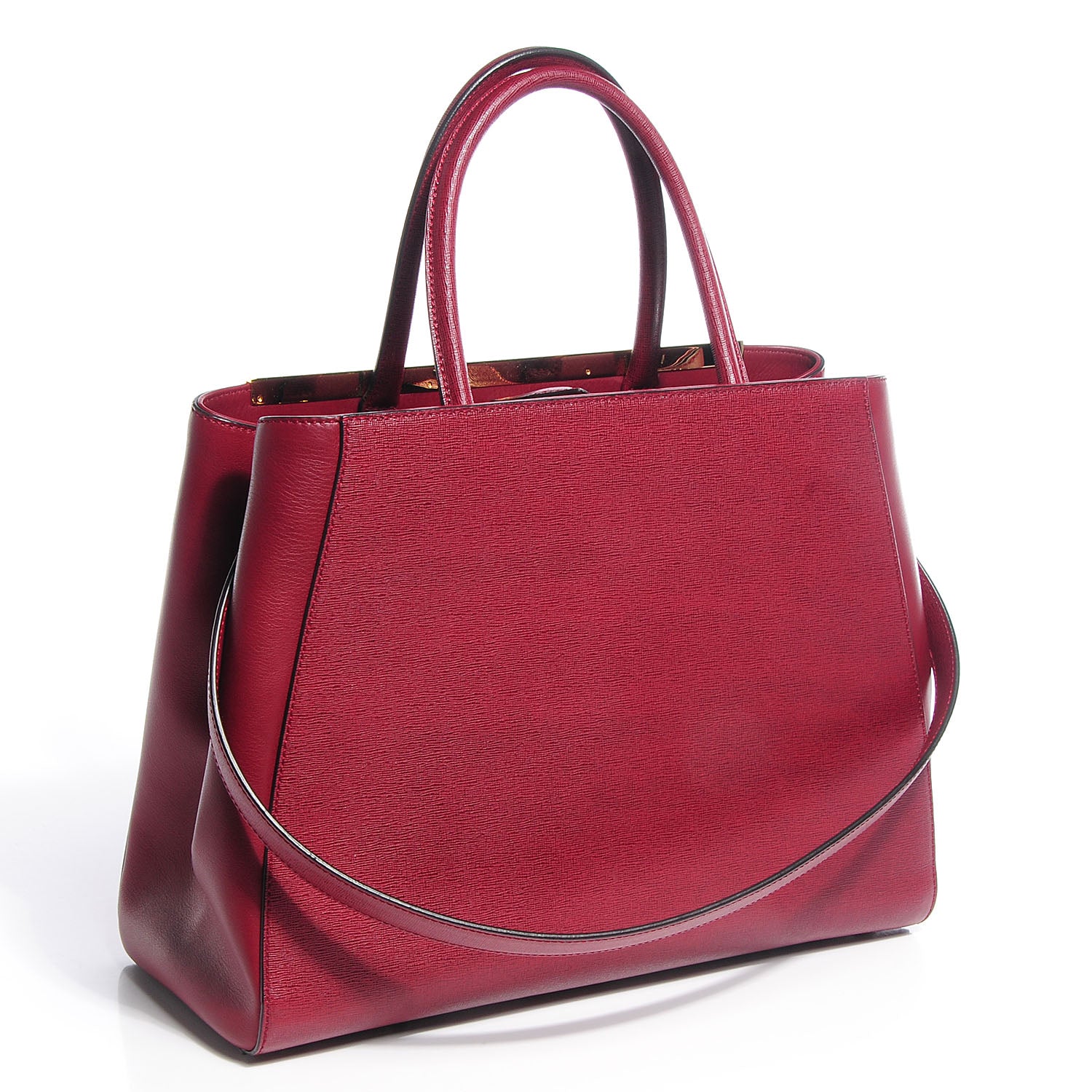 Fendi Vitello Elite Flamingo Regular 2Jours Tote Amarena 3 of 9