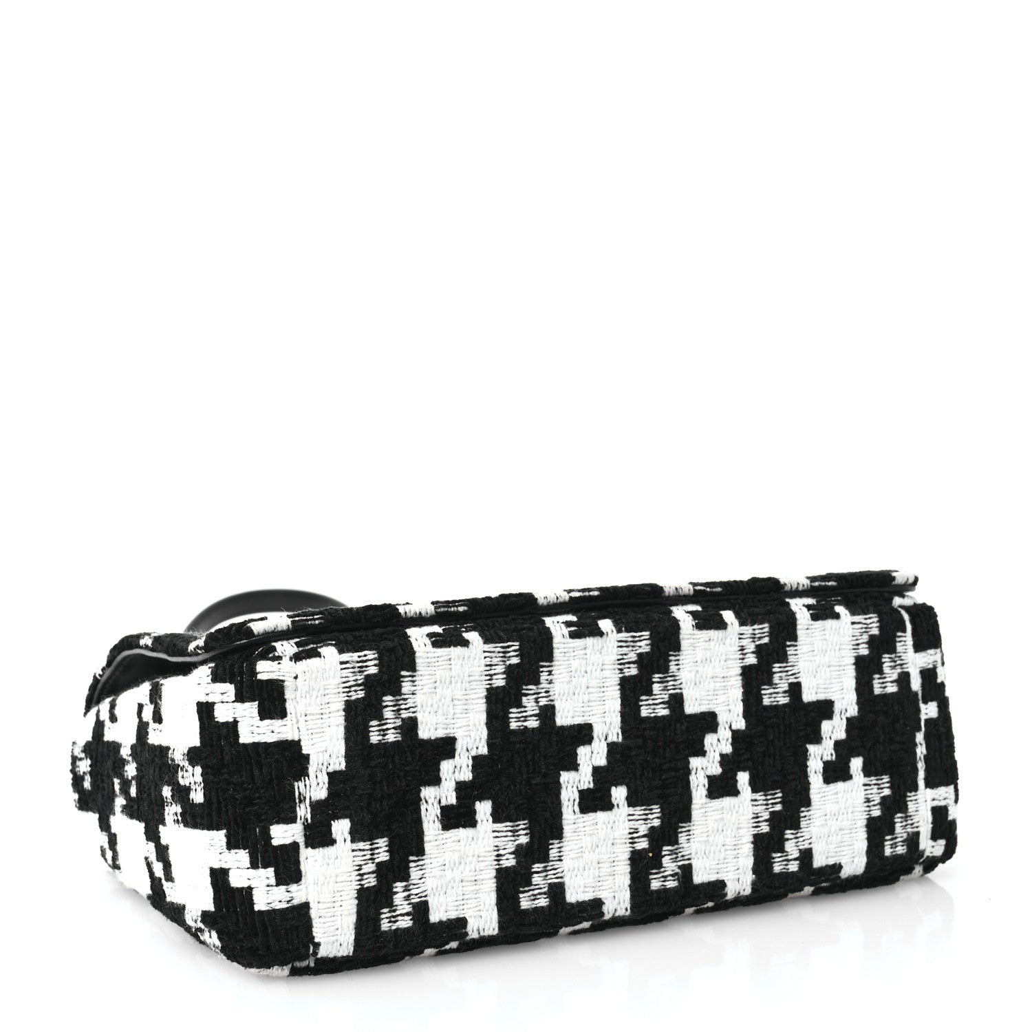 Christian Dior Tweed Macro Houndstooth Medium Caro Bag Black White 4 of 11