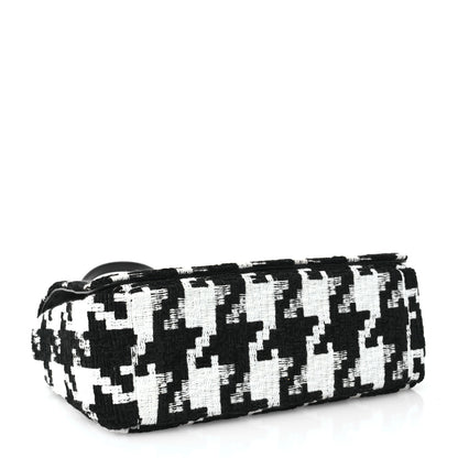 Christian Dior Tweed Macro Houndstooth Medium Caro Bag Black White 4 of 11