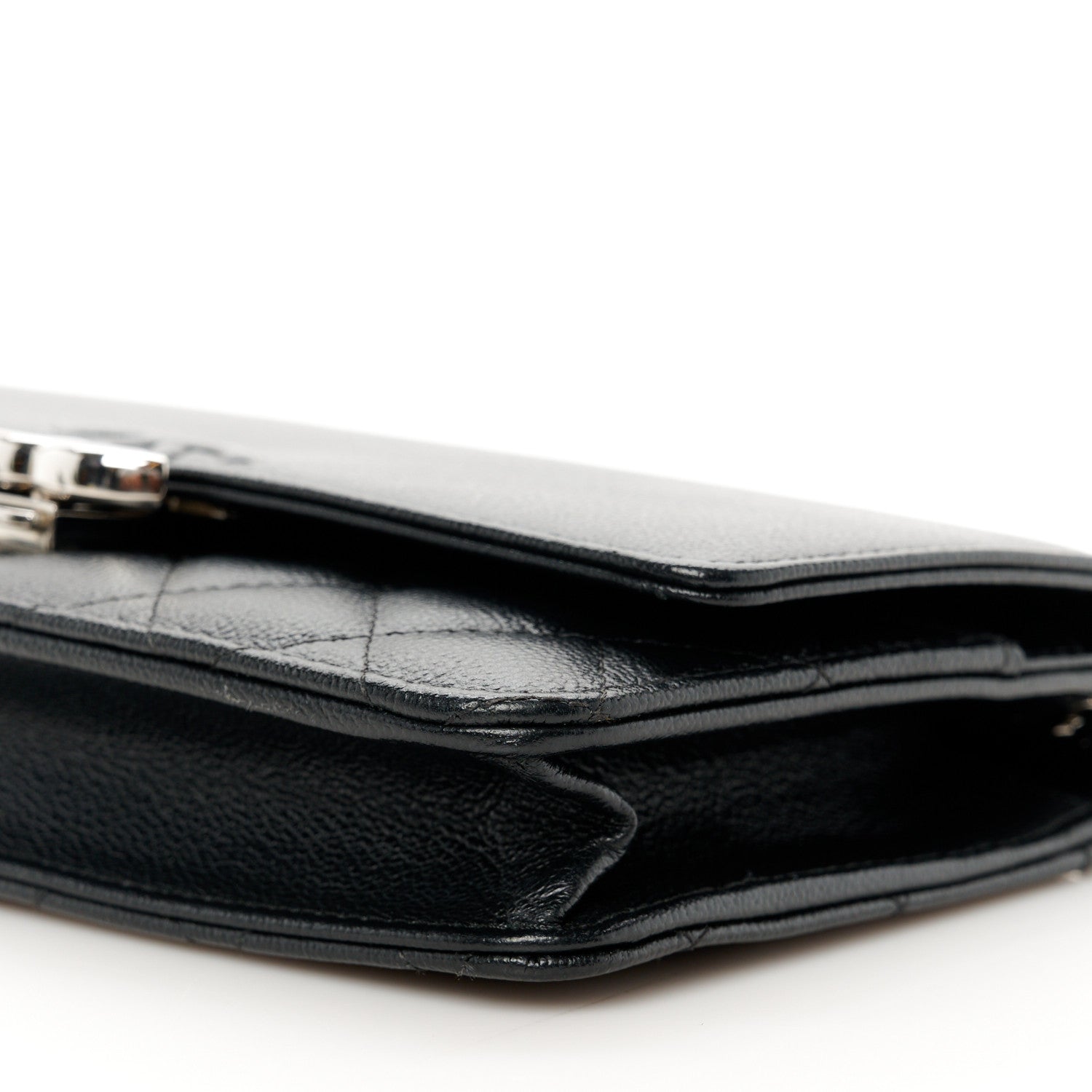 Chanel Grained Calfskin Quilted CC Box Wallet On Chain WOC Black 11 of 11