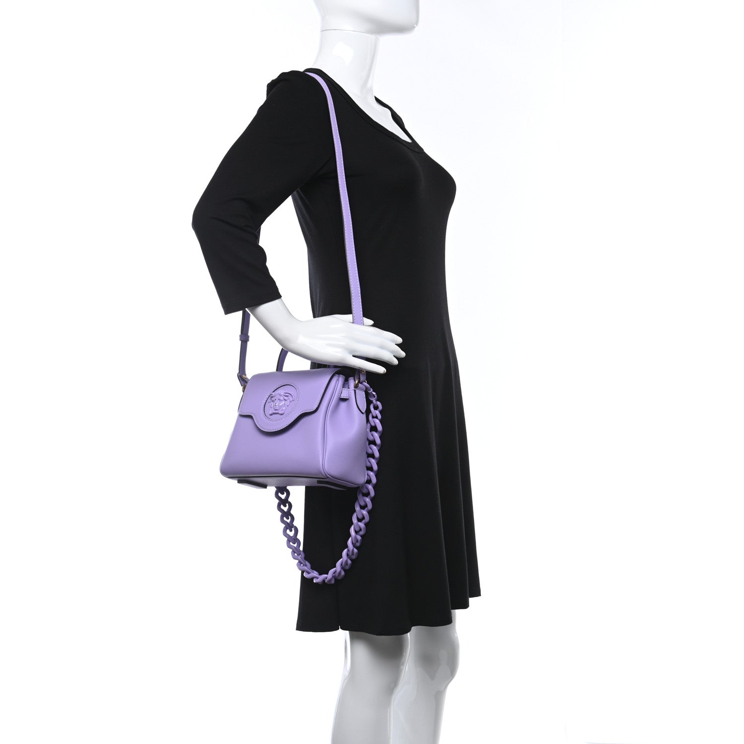 Versace Calfskin Medusa Small Top Handle Handbag Lilac 2 of 8