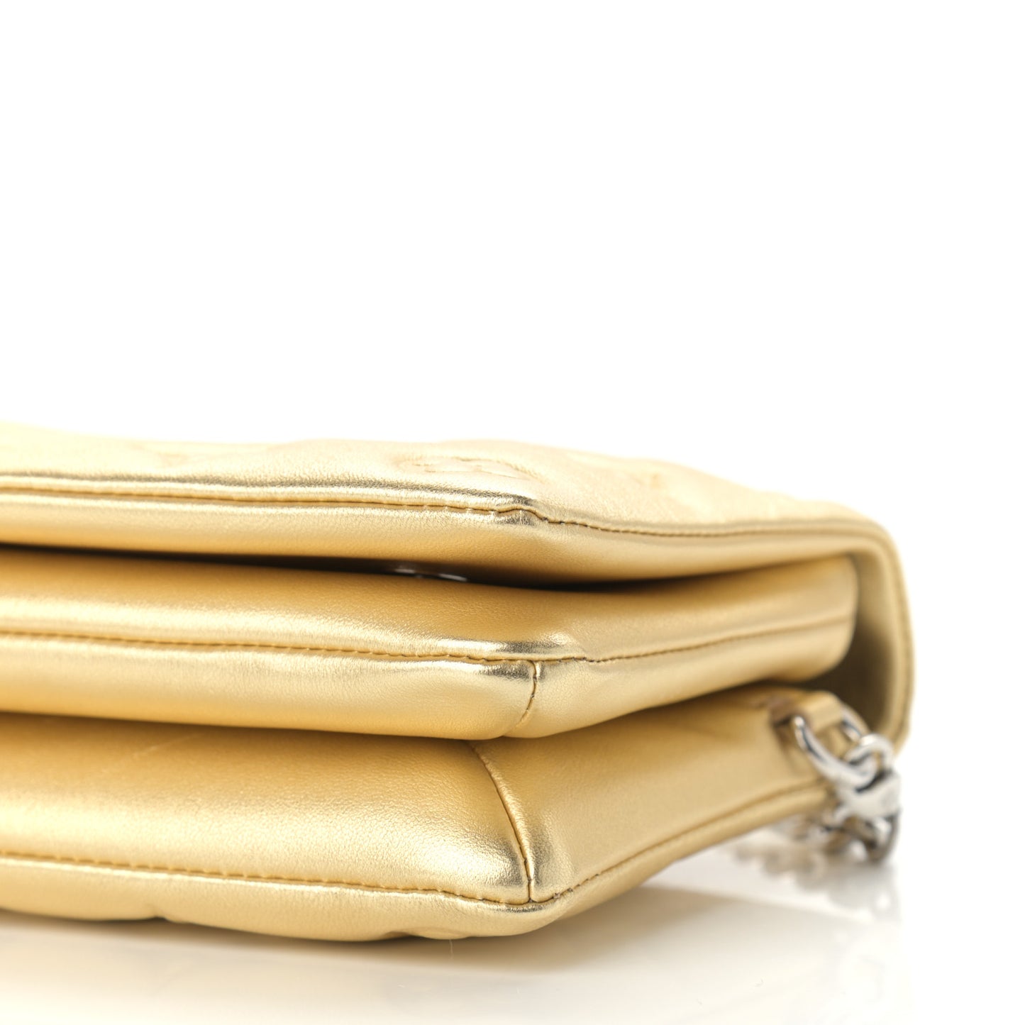 Metallic Lambskin Embossed Monogram Pochette Coussin Gold