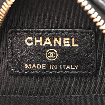 Chanel Caviar Camellia Embossed Round Clutch With Chain Black 6 of 10